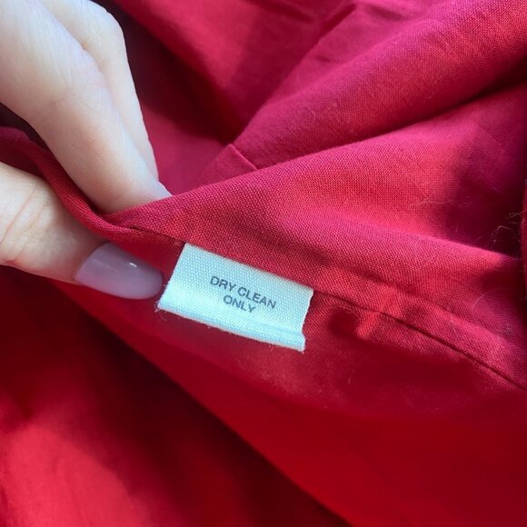 J. Crew Red Cotton White Outstitch Trim Belted Long Trench Coat Jacket - Picture 9 of 9